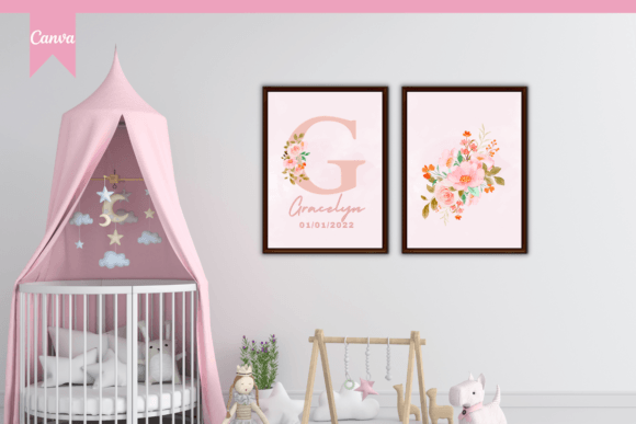 Download Custom Name Girl Nursery Wall Art, Canva - Name Collection
