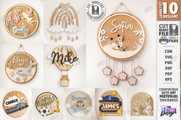Download 3D Kids Room Name Signs Laser Cut Bundle - Name Collection