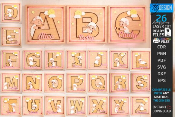 Download Nursery Name Sign Alphabet Laser Cut Set - Name Collection