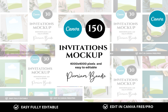 Download 150 Invitation Canva Mockup Bundle - Premium Resources