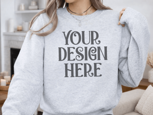 Download Gildan 18000 Ash Grey Sweatshirt Mockup - Premium Bundle