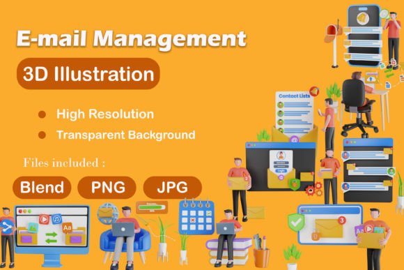 Download 3D Illustration of Email Management - Illustration Collection