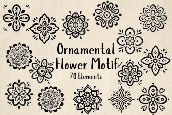 Download 70 Elegant SVG Ornamental Flower Motifs - Name Collection