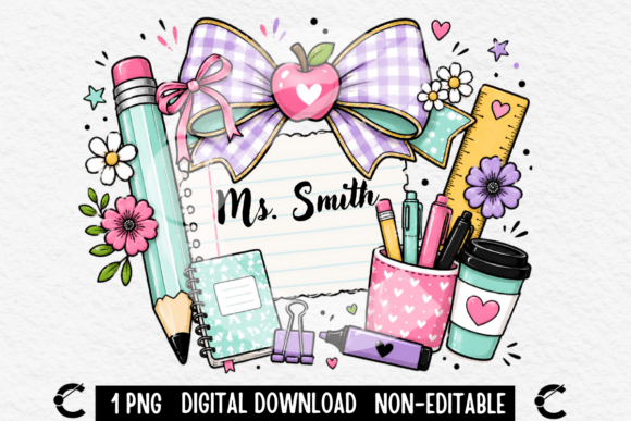 Download Custom Teacher Name Purple Coquette Bow - Name Collection